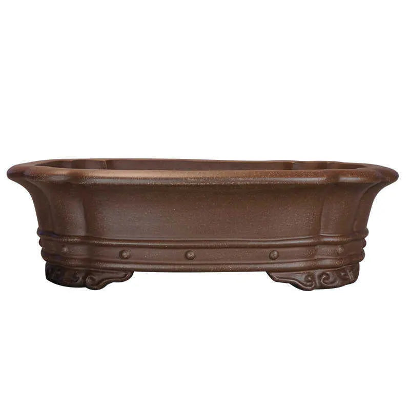 Purple sand handmade rectangular antique flower pot measuring 51x41cm for desktop plant display