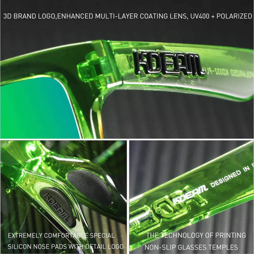 Square frame polarised sunglasses with TAC lenses and PC frame in multiple colour options