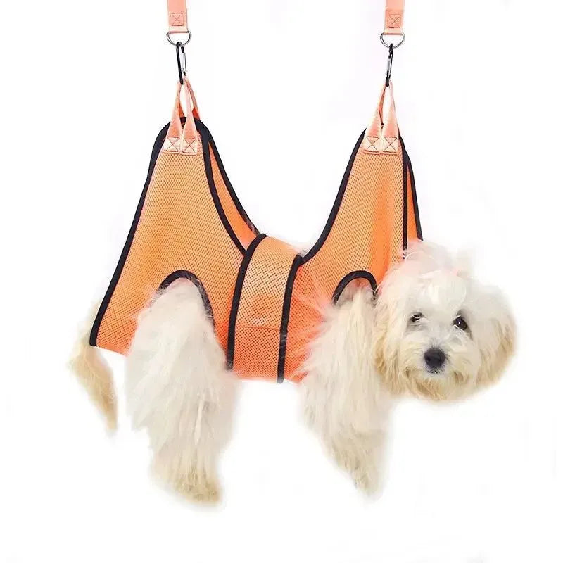 Cat grooming restraint bag in three sizes with adjustable neck closure for bath and nail trimming