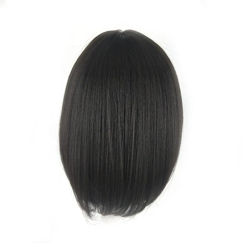 Women's short bob wig in black colour made from high temperature wire with natural-looking shape