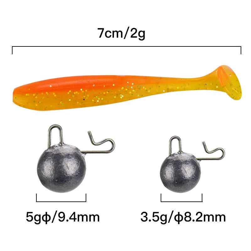 Simulation two-colour T tail jig hook crank hook suit in snake suit colour, size 13.3 cm
