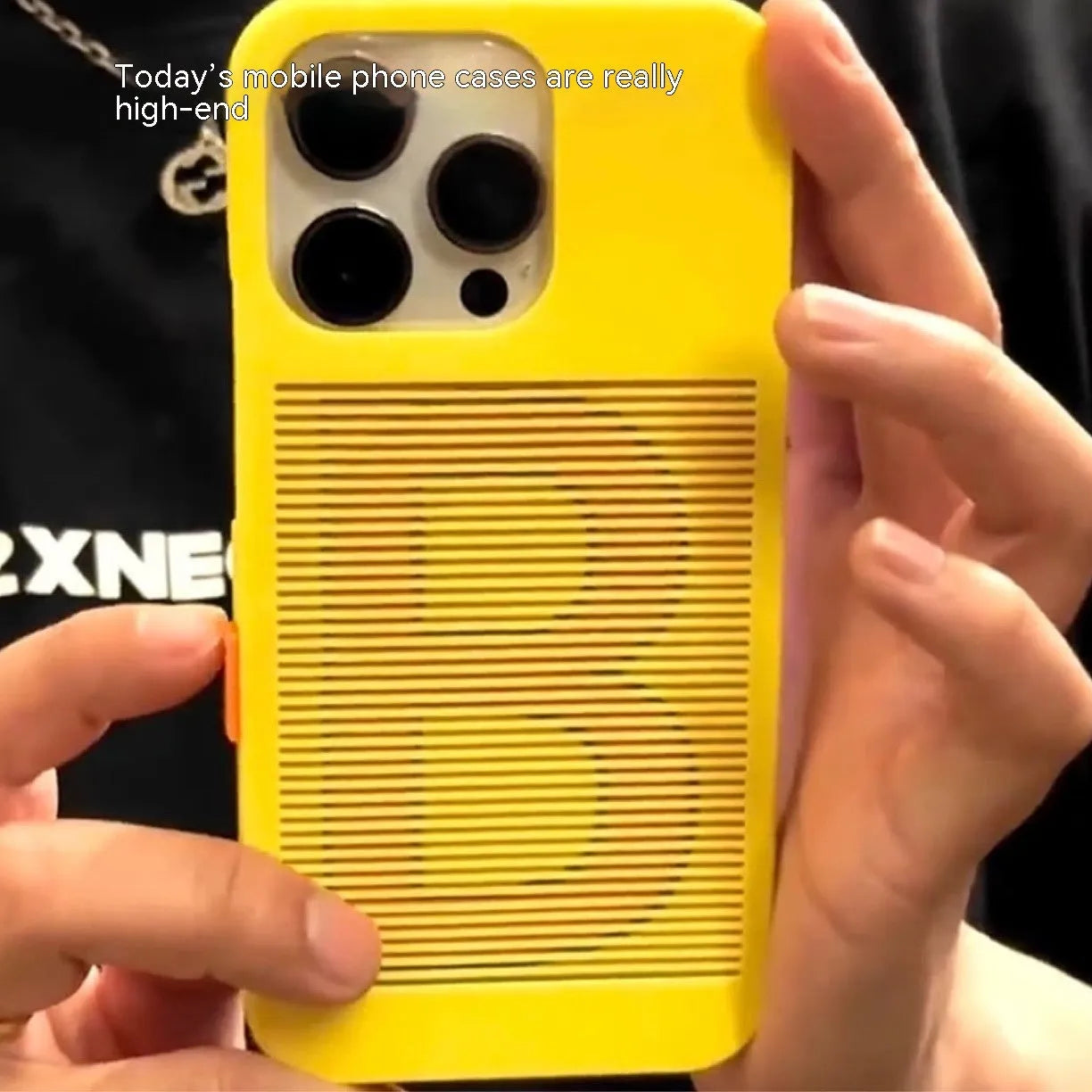 Frosted hard phone case for iPhone with international gesture print and yellow accent