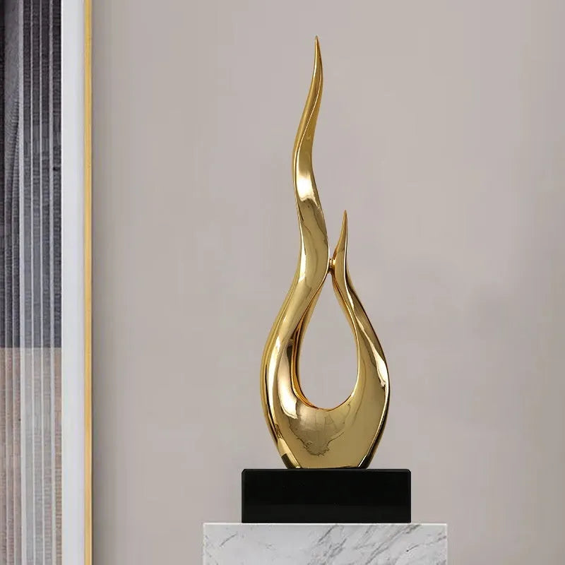 A selection of resin decorative ornaments in gold, silver, and gradient colours, showing Fire and High-rise style options.