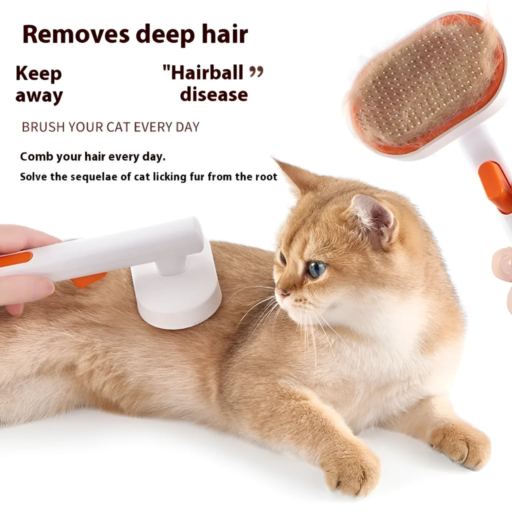 Pet automatic hair fading beauty hair removal brush in ABS stainless steel, comb style 2001, available in white
