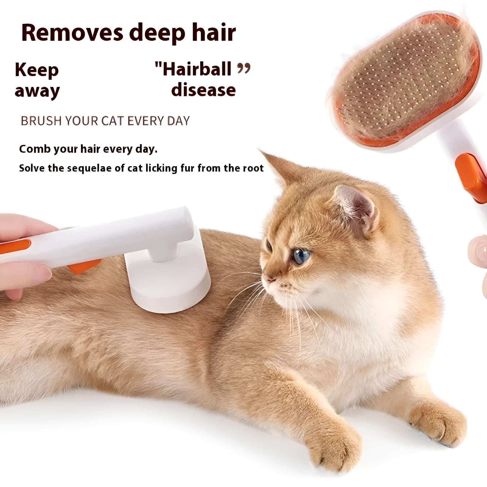 Pet automatic hair fading beauty hair removal brush in ABS stainless steel, comb style 2001, available in white