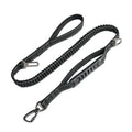 Large retractable dog leash with reflective elements in black, orange, and khaki colour options