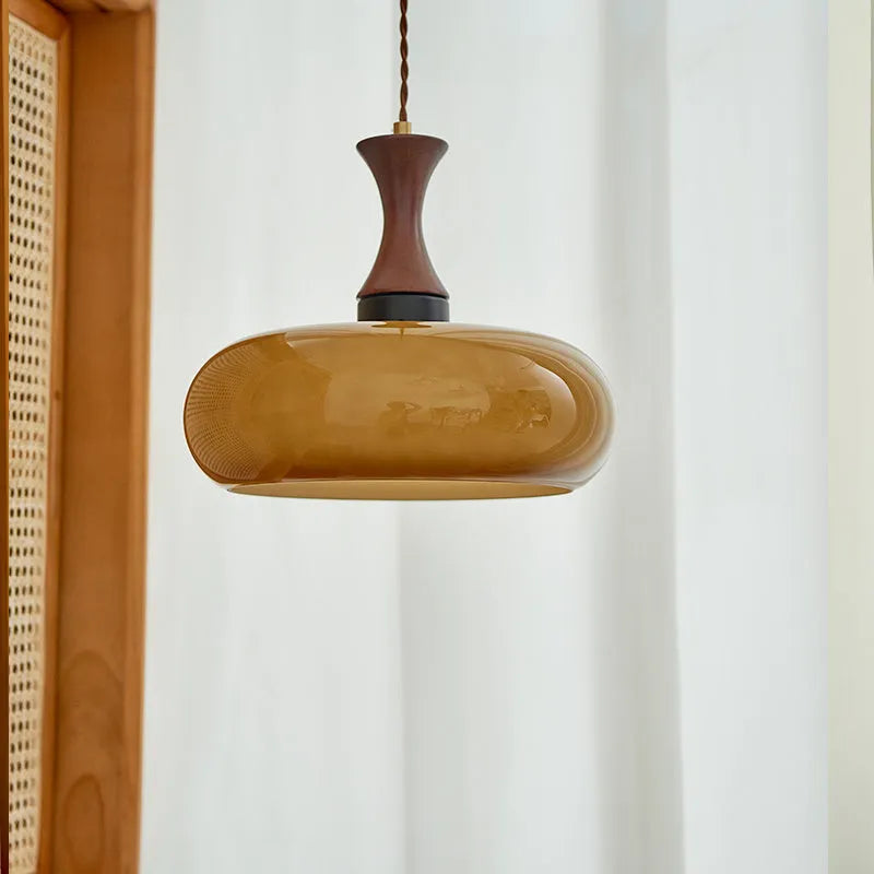 Retro glass pendant light semicircle 30cm tri-colour for dining room