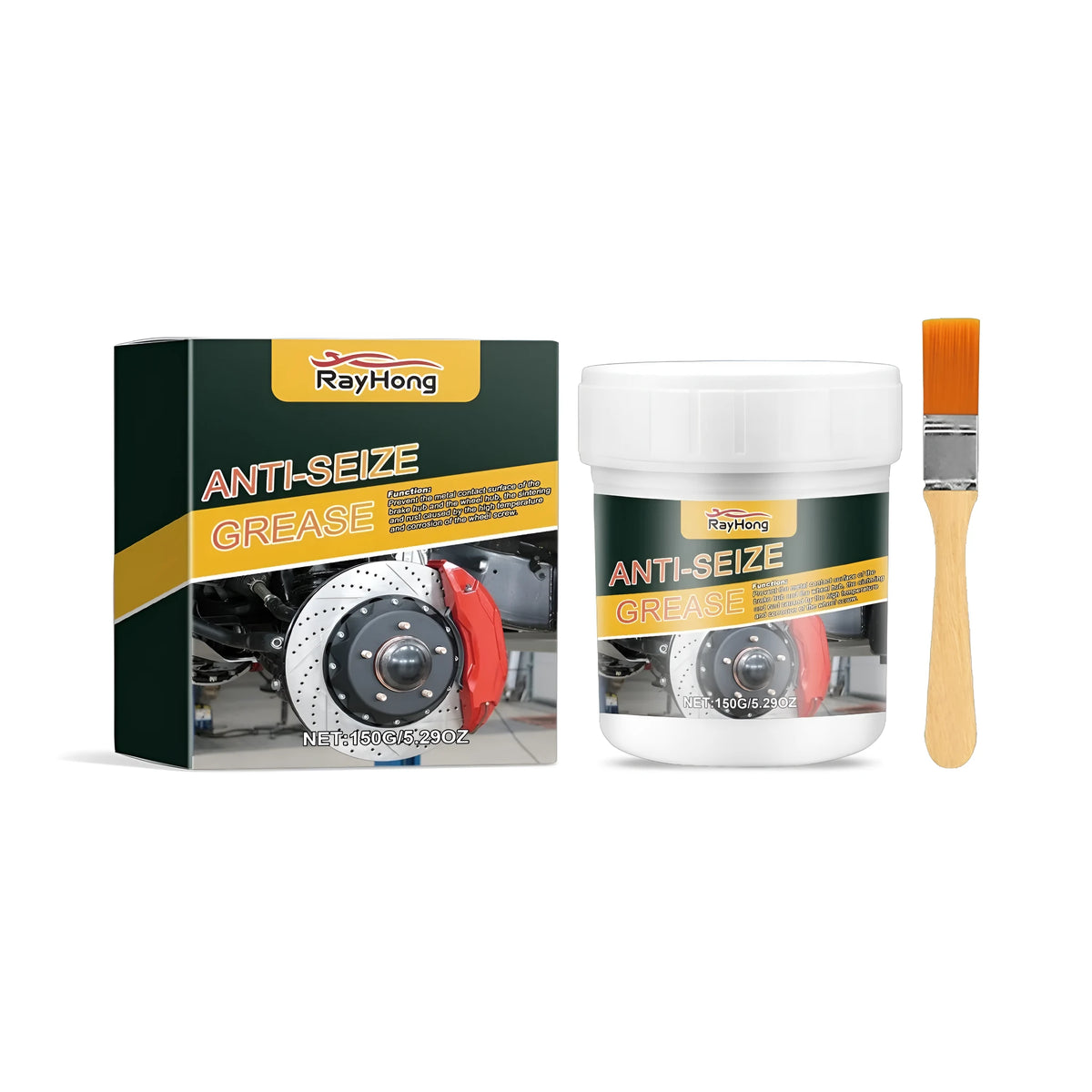Anti-seize grease 150g bottle with brush on white background
