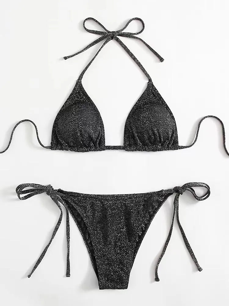 Women's bandage style bikini swimsuit with split briefs in various colours