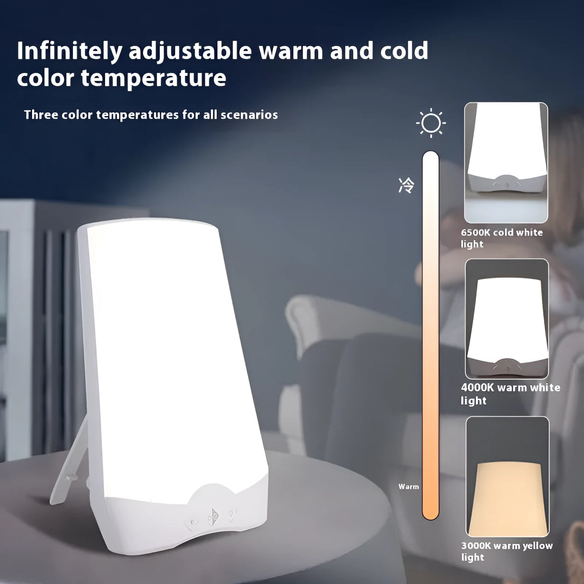 12W phototherapy intelligent timing lamp in plastic shell, bionic sunlight for Seasonal Affective Disorder