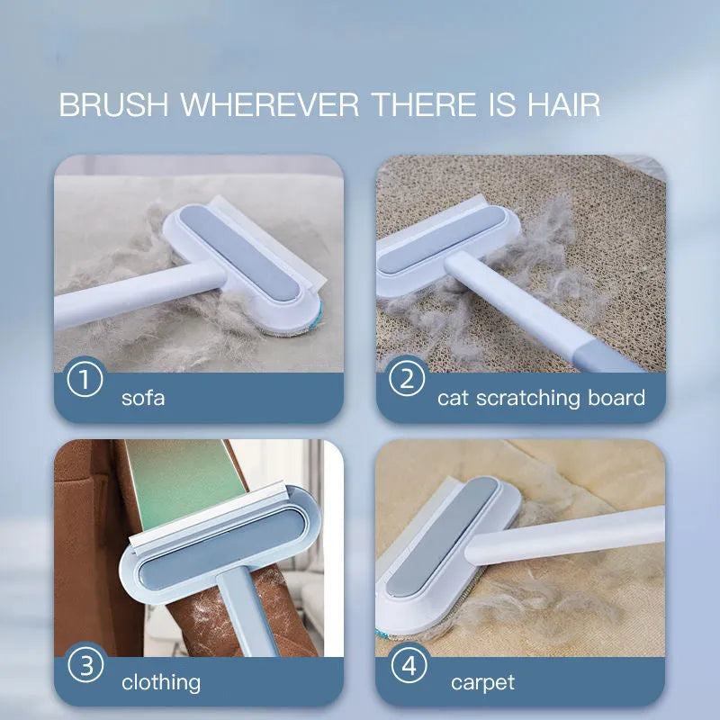 4-in-1 multifunctional pet hair removal and screen cleaning brush with flannel surface