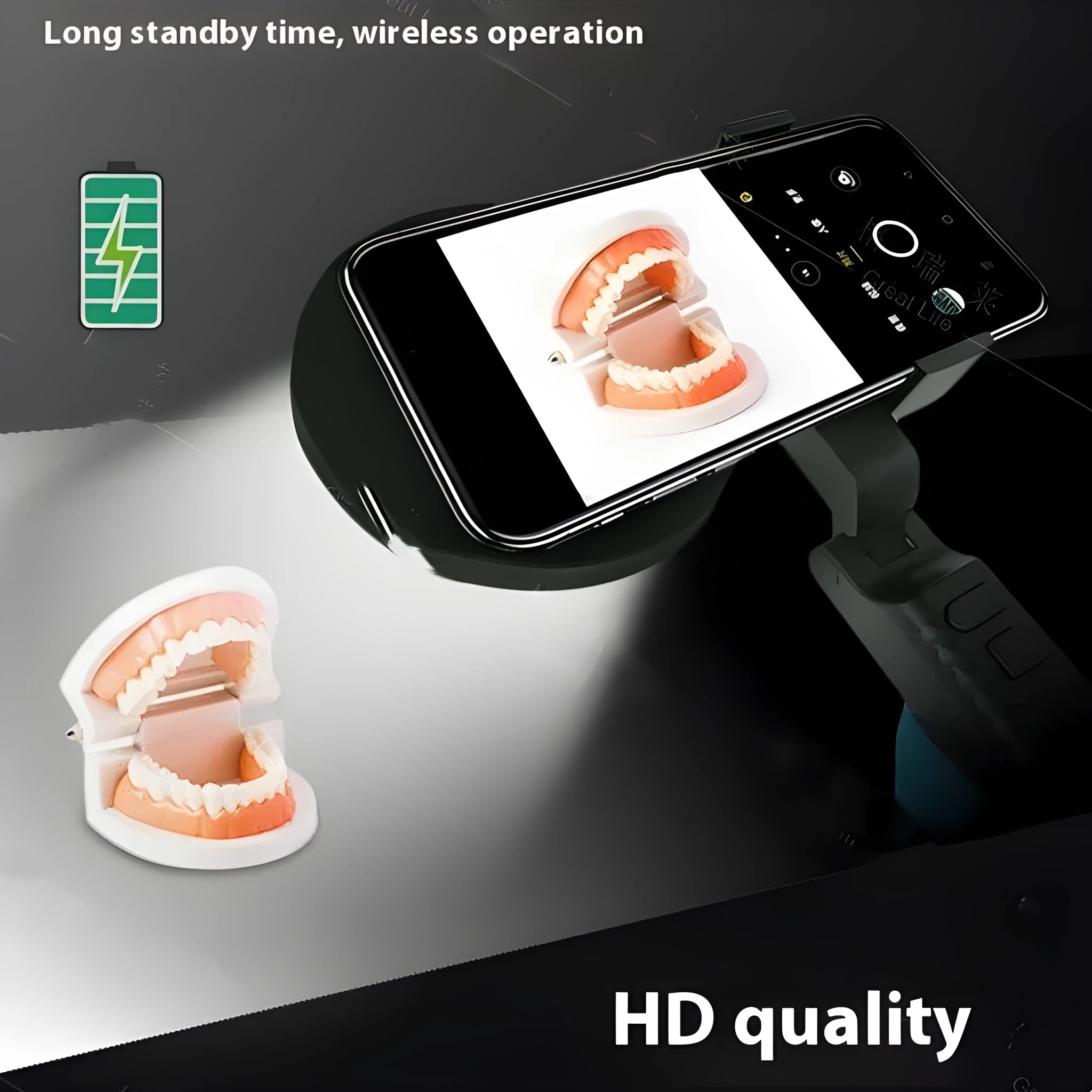 Black portable handheld LED fill-in light for mobile phone photography measuring 14.5 × 25.8cm