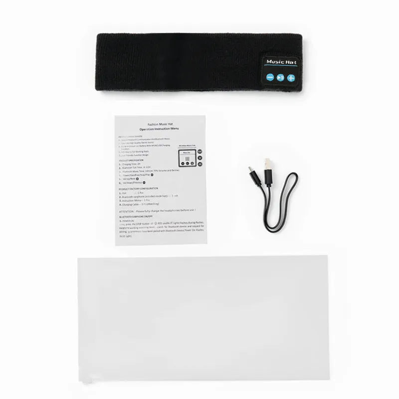Bluetooth 5.4 sports headband with integrated headphones in black, dark grey and grey-white colours