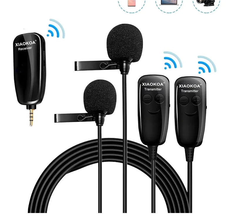 Black lavalier microphone with 3.5mm jack for mobile phone recording