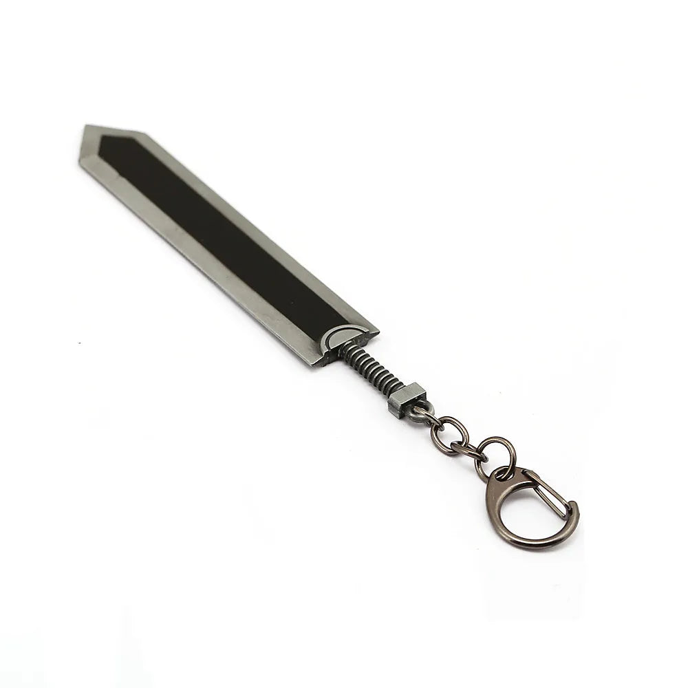 Sword Wind Legend keychain pendant in black zinc alloy, about 2.0x12cm and 35g, in OPP bag.