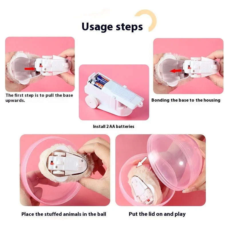 Hamster rolling ball toy with battery base and interchangeable plush shell designs