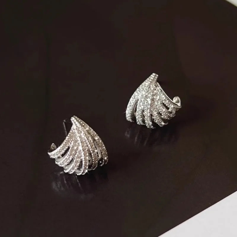 Geometric line design earrings with electroplated platinum finish