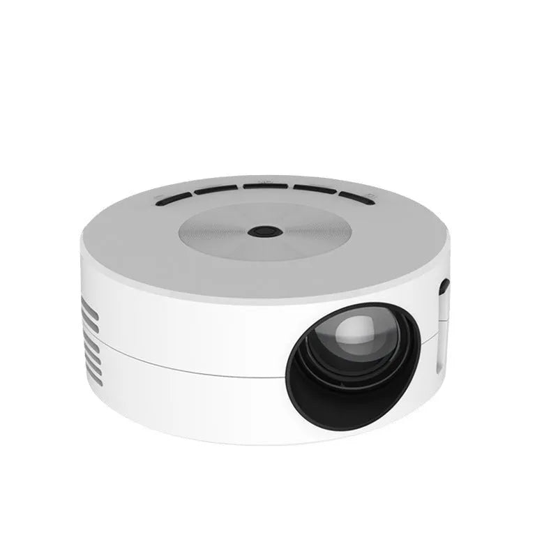 Household portable small wired mobile phone projector in white, 100mm by 47mm