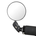 Black universal bicycle handlebar rearview mirror with convex acrylic lens and 360 degree adjustment