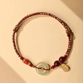 Hetian jade peace buckle bracelet on braided rope in three colour options