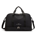 Large capacity Oxford cloth travel bag with waterproof dry wet separation in black, front view