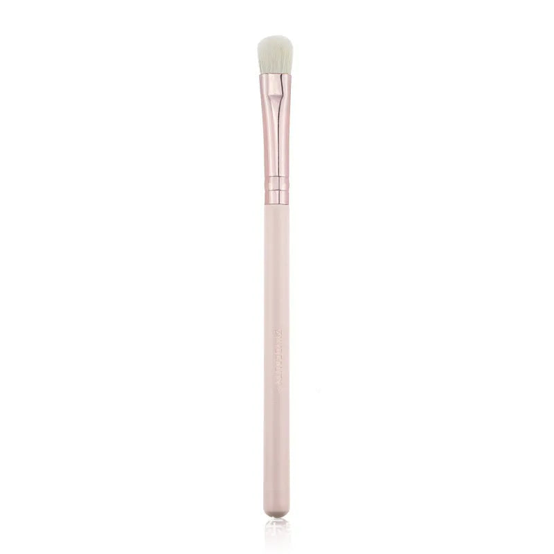 26-piece pink makeup brush set with wooden handles in PU storage case