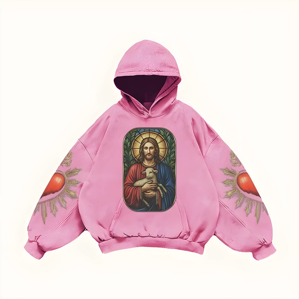 Women's printed polyester sweater in pink, blue, black and white, available in sizes XS to 3XL, casual pullover style