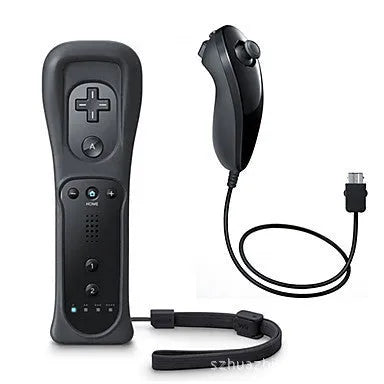 Wii remote and nunchuk controller set in multiple colour options with hand strap