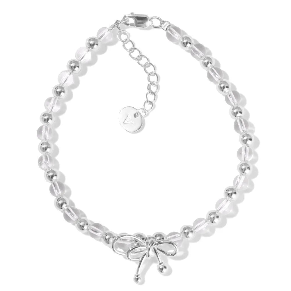 925 sterling silver bow bracelet for women electroplated finish silver tone