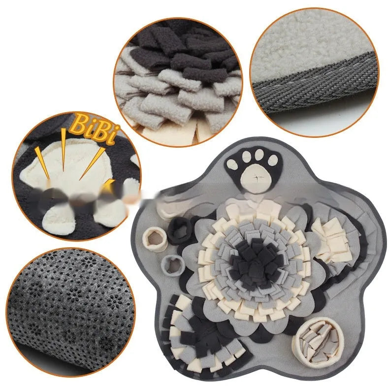 Flower Gray Series plush sniffing mat slow food toy pet chew pad in gray four-corner Star or gray five-corner
