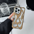 Electroplated hollow flame pattern TPU phone case for Apple iPhone in silver finish