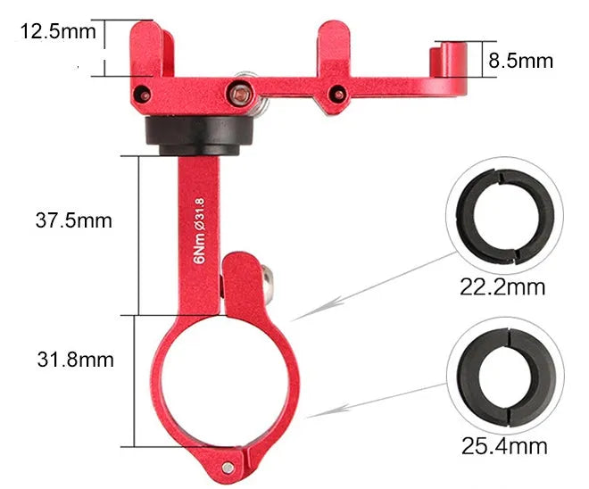 GUB Plus motorcycle phone holder in aluminium alloy with adjustable clamp for handlebars