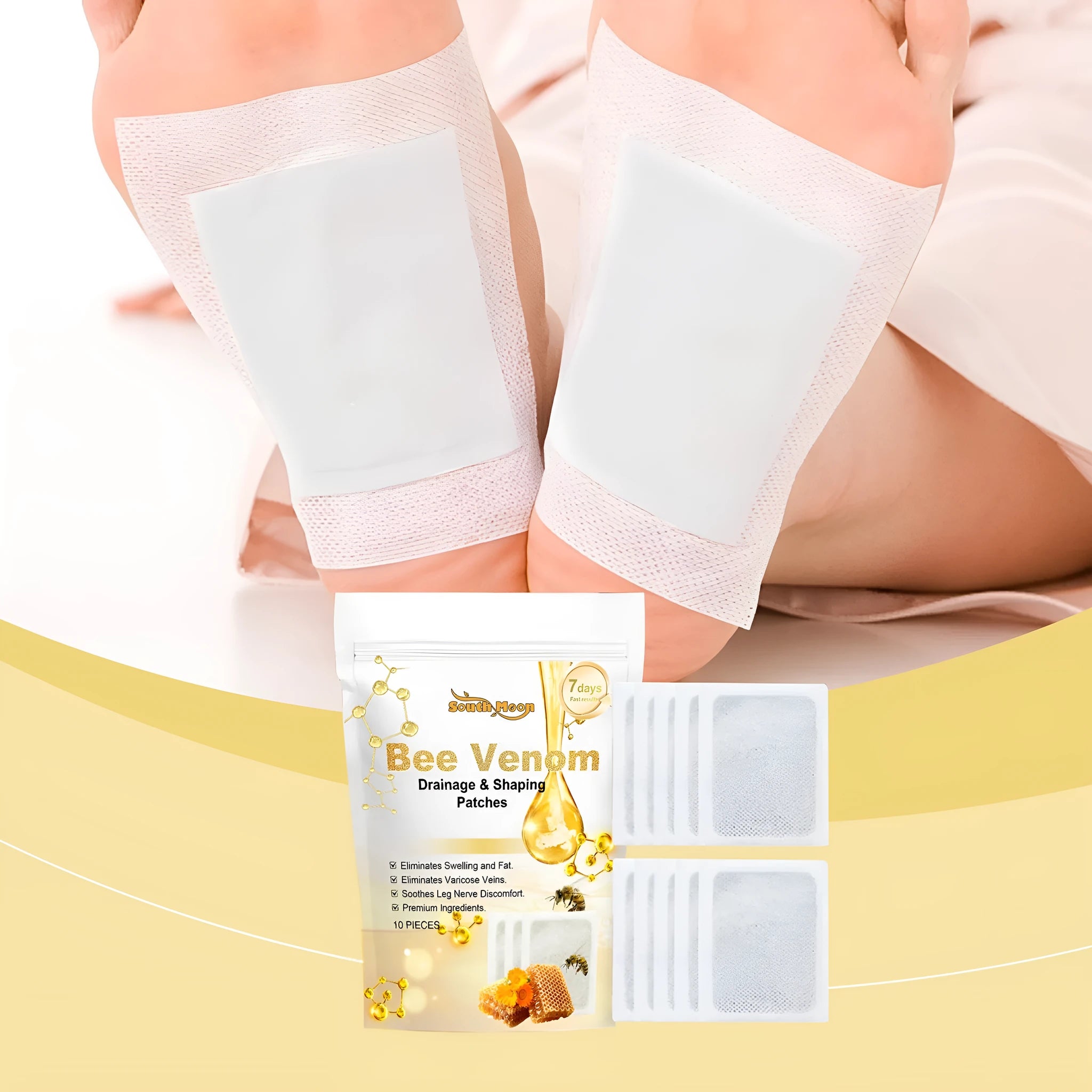 Ten bee venom and mugwort foot care patches for slimming massage therapy