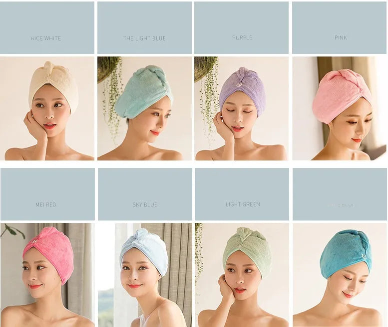 Microfiber hair dryer cap measuring 60cm by 25cm in turban style for damp hair