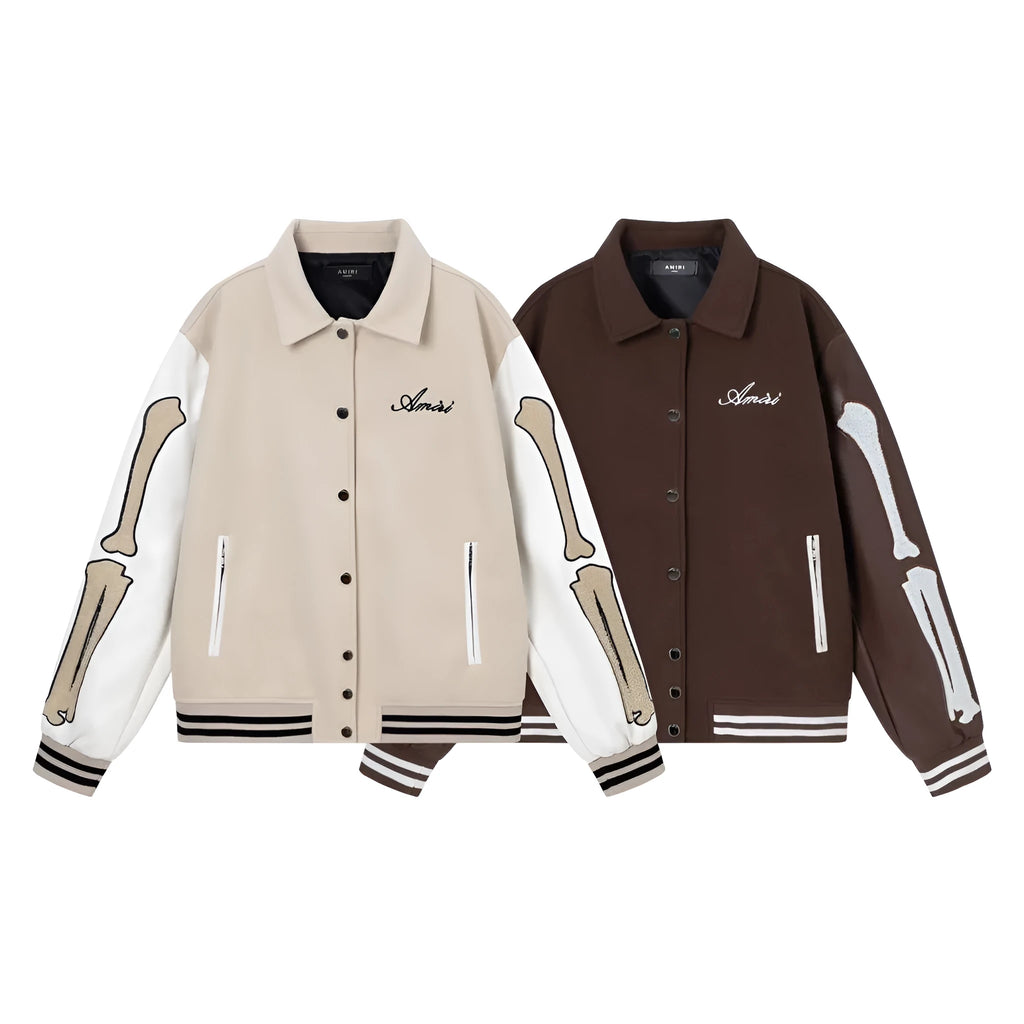 Apricot cotton jacket with a bone embroidery sticker on the front.