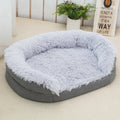 Winter warm pet plush large kennel for dogs, grey oval open nest bed