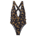 Ladies flame pattern bikini swimsuit in polyester fibre, two-piece swimwear available in sizes S, M and L