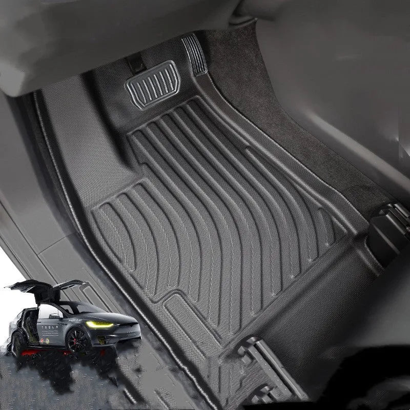 Tesla Model X waterproof TPE floor mats and trunk liner for 2016-2023 left-hand drive models