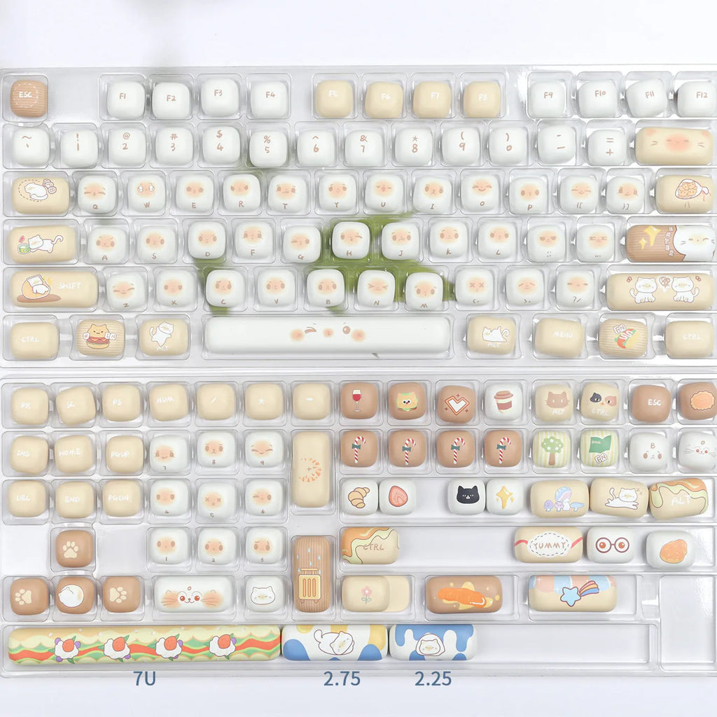Steamed Bread mechanical keyboard 7u supplementary key cap set in PBT plastic