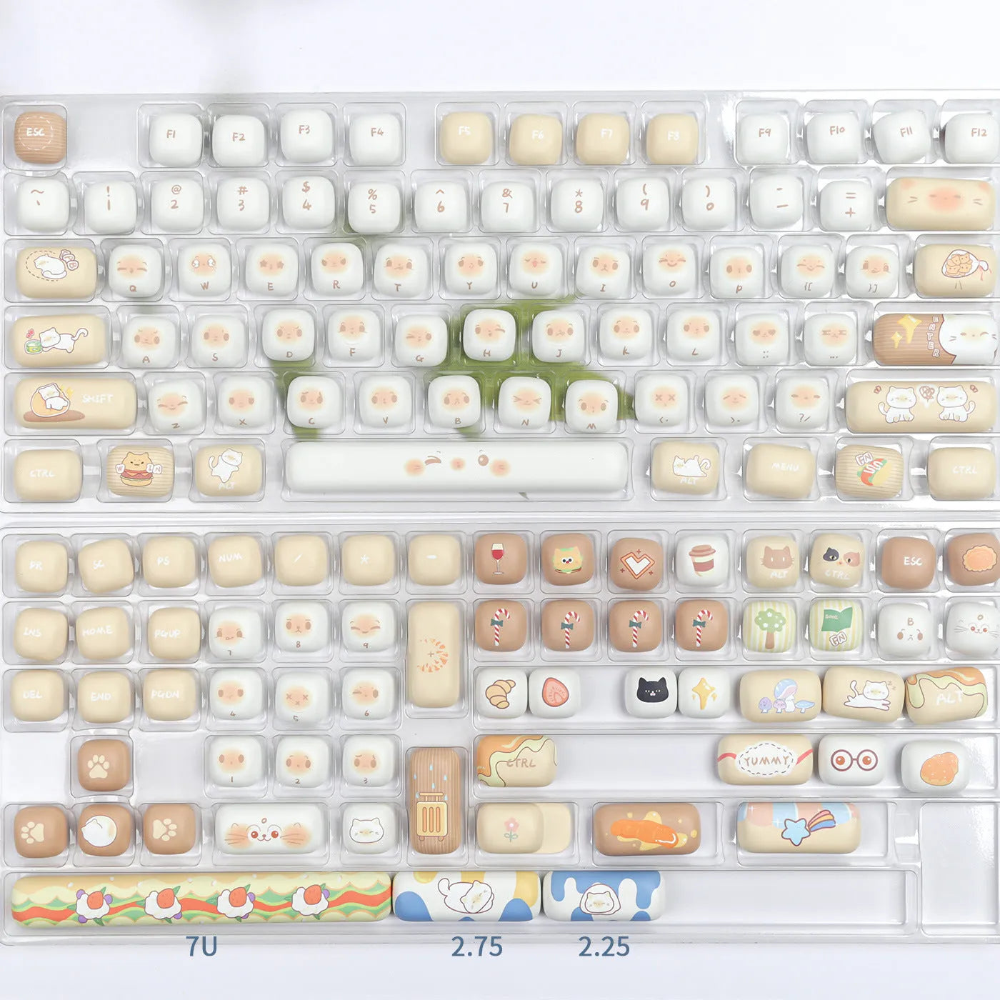 Steamed Bread mechanical keyboard 7u supplementary key cap set in PBT plastic