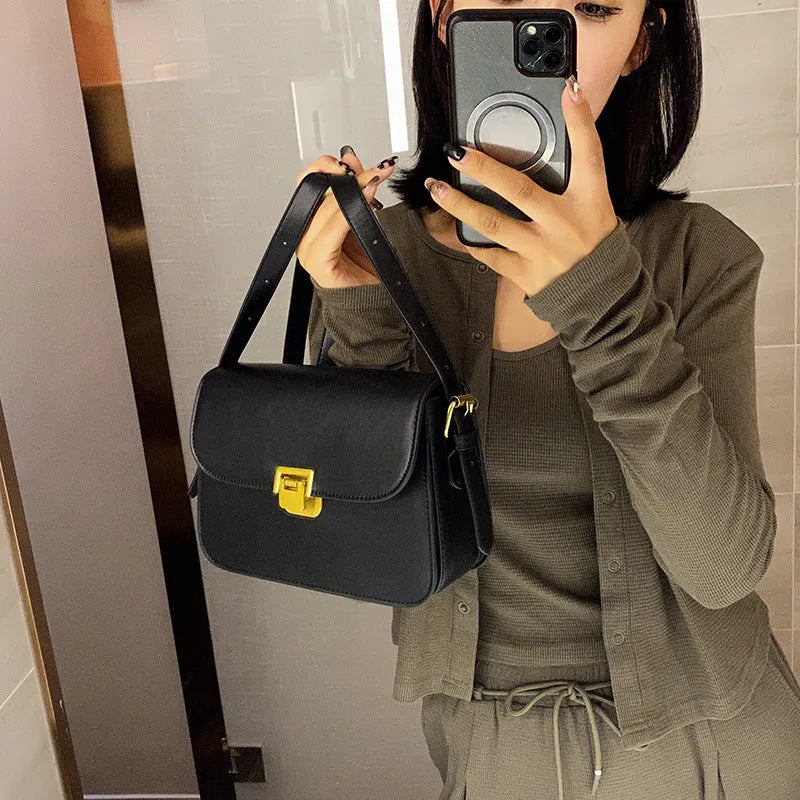 Soft PU women's small square cross-body bag in horizontal shape with one-shoulder strap