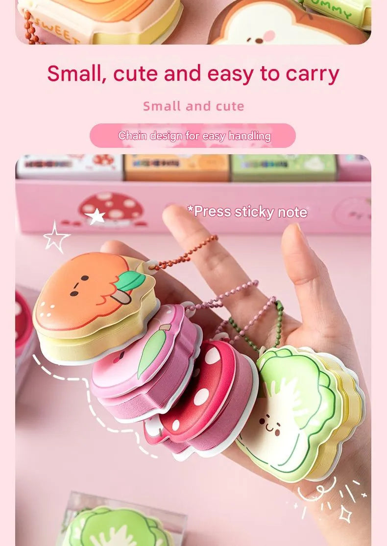 Mini bean-shaped sticky notes notebook set of 4pcs with assorted cute designs