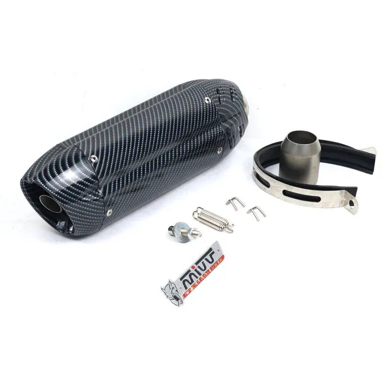 51mm stainless steel motorcycle exhaust pipe modification kit with small hexagonal connector and muffler