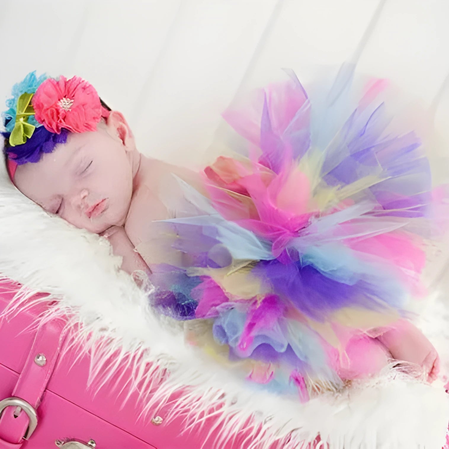 Newborn photography pettiskirt tutu skirt in nylon fabric for baby girl with matching hairband