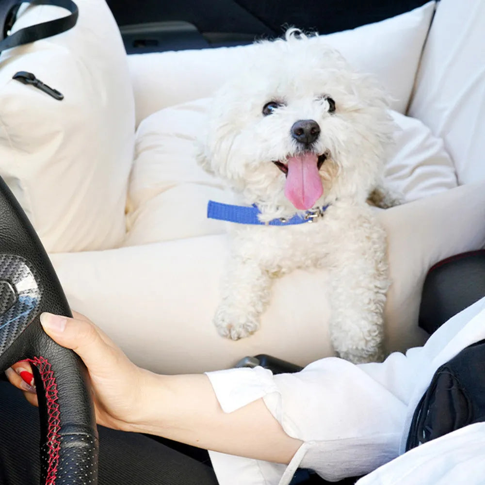 Pet car nest in light grey, dark grey or beige, 60x50x55cm, waterproof Dika mercerized fabric with cushion