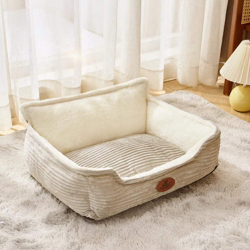 Universal removable washable pet bed for small medium dogs cats in coffee white colour