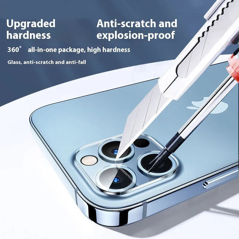 Tempered glass camera lens protector film for iPhone 11 to 15 rear camera, transparent or silk screen