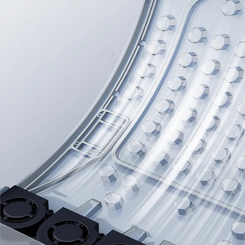 Minimalist black car seat cooling cushion with built-in ventilation fans and a USB power cable.