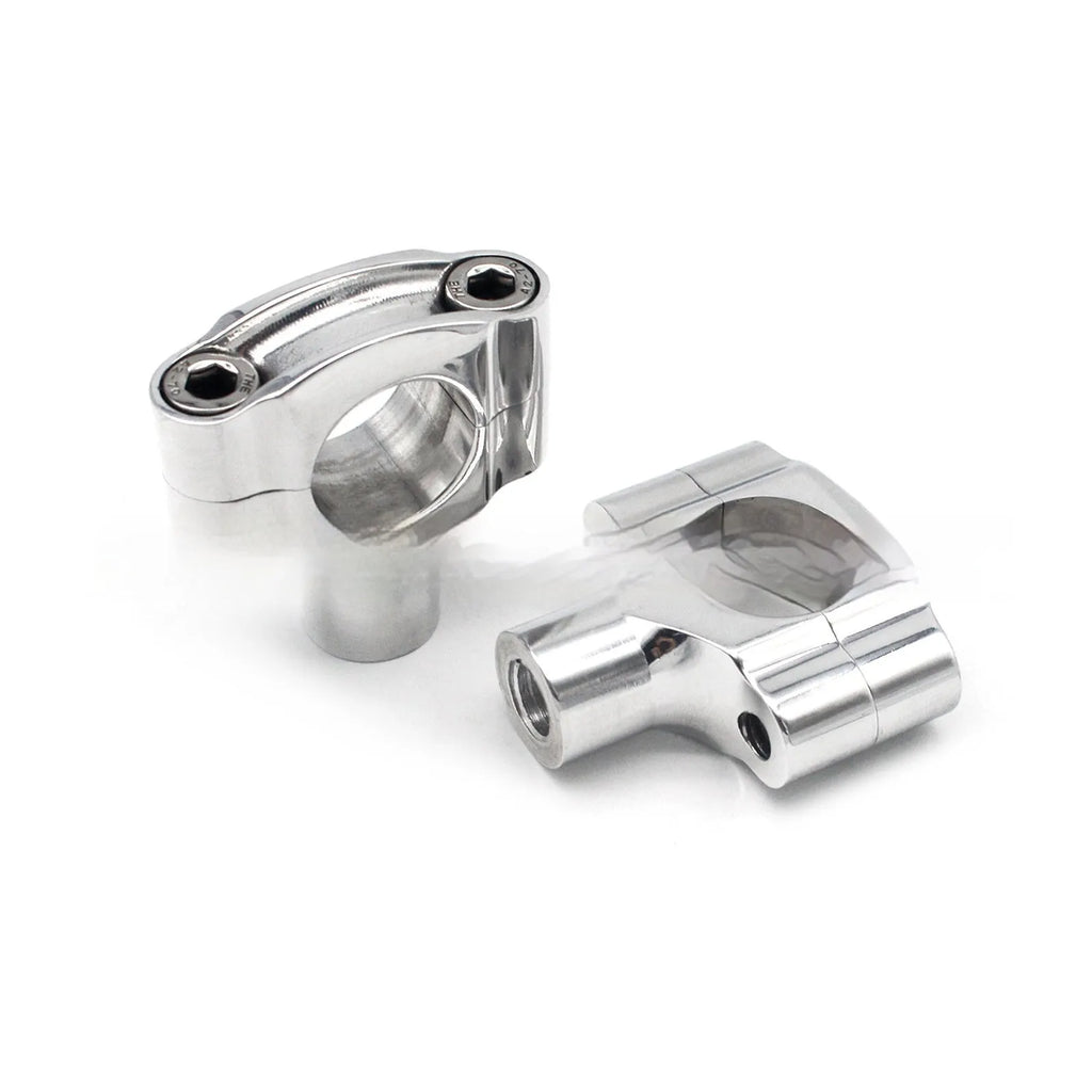 Silver aluminium universal motorcycle handle vertical plate set with 1 inch hole and 10mm bolt