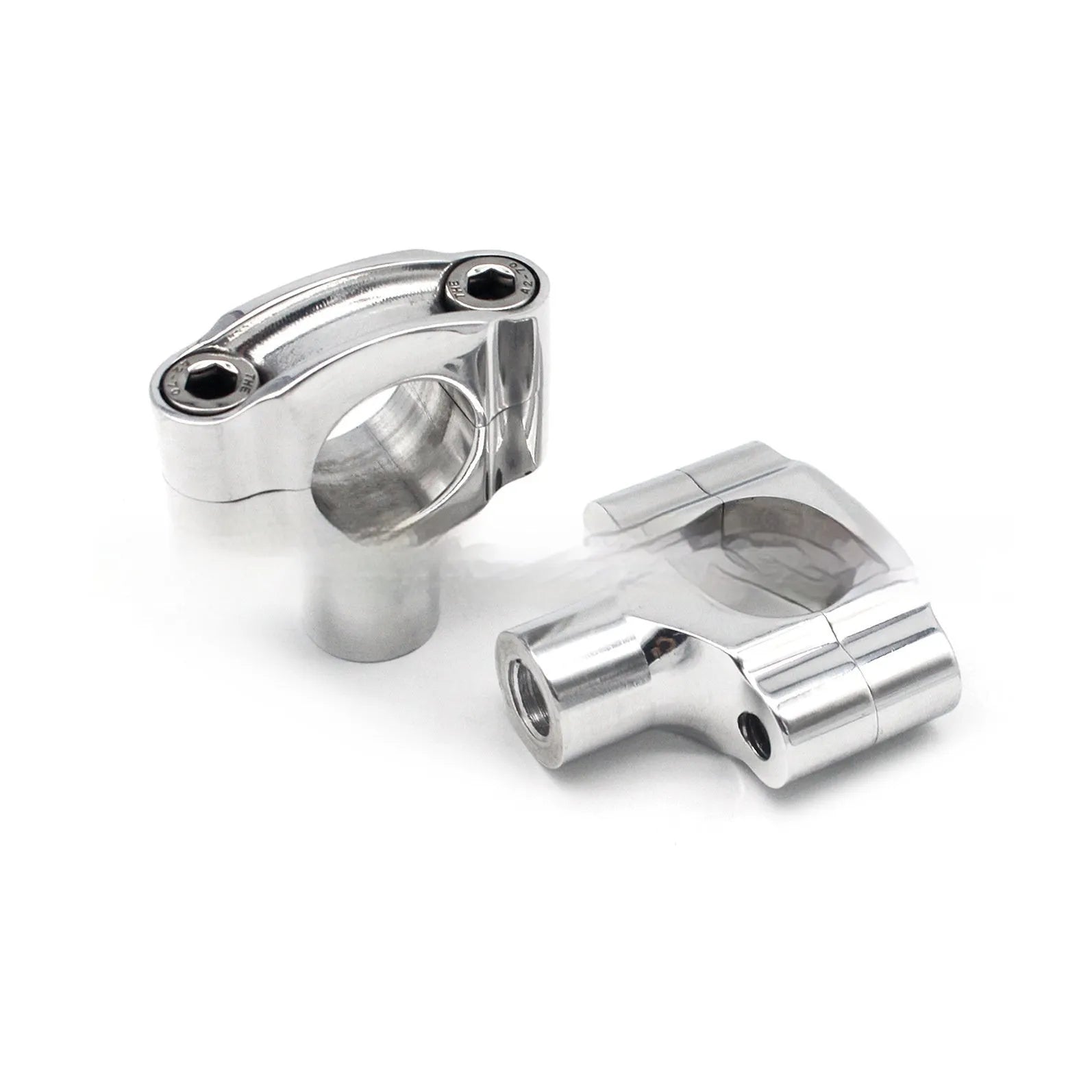 Silver aluminium universal motorcycle handle vertical plate set with 1 inch hole and 10mm bolt